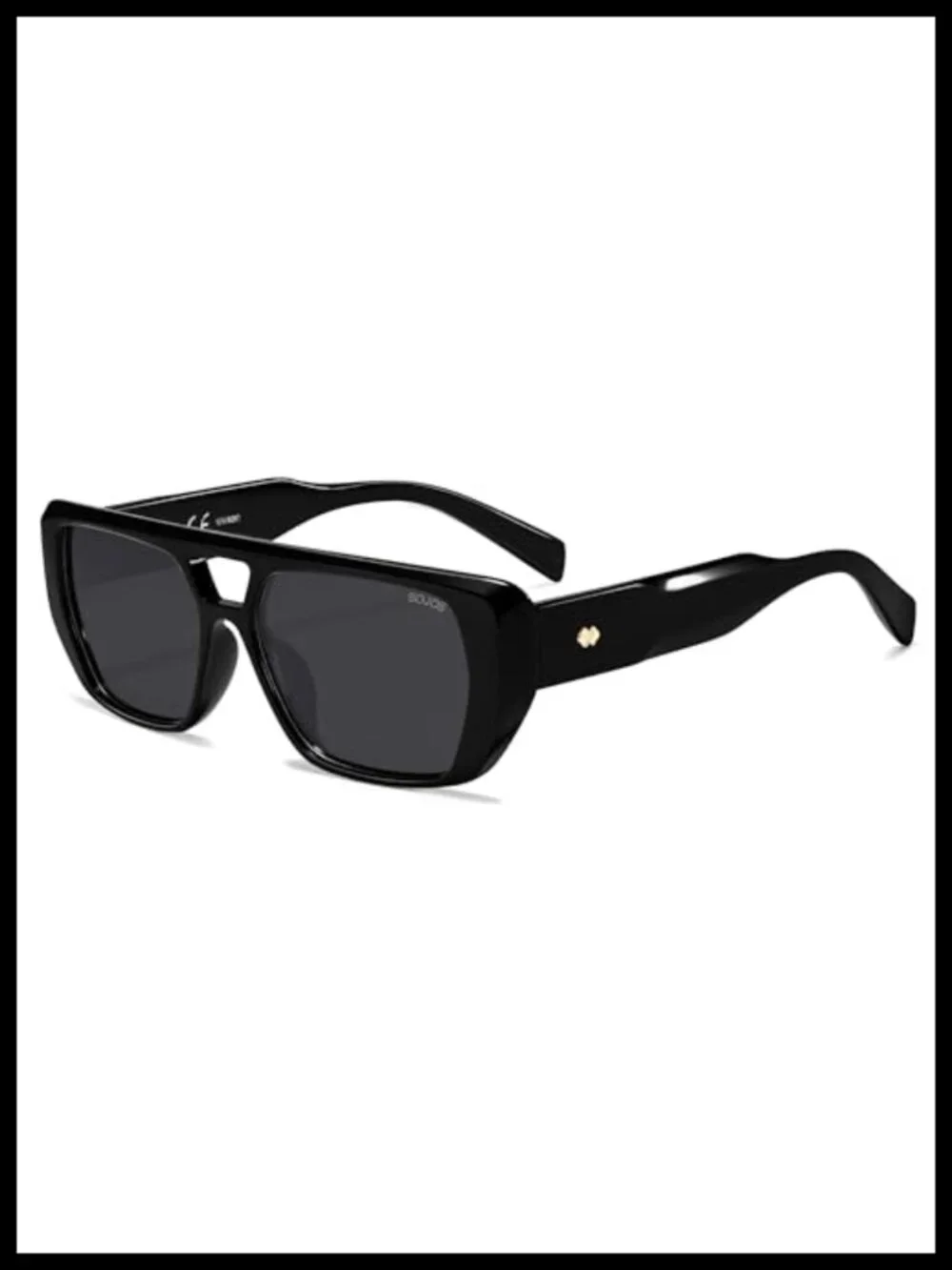 Retro Flat Top Double Bridge Square UV400 Polarized Sunglasses for Women Men
